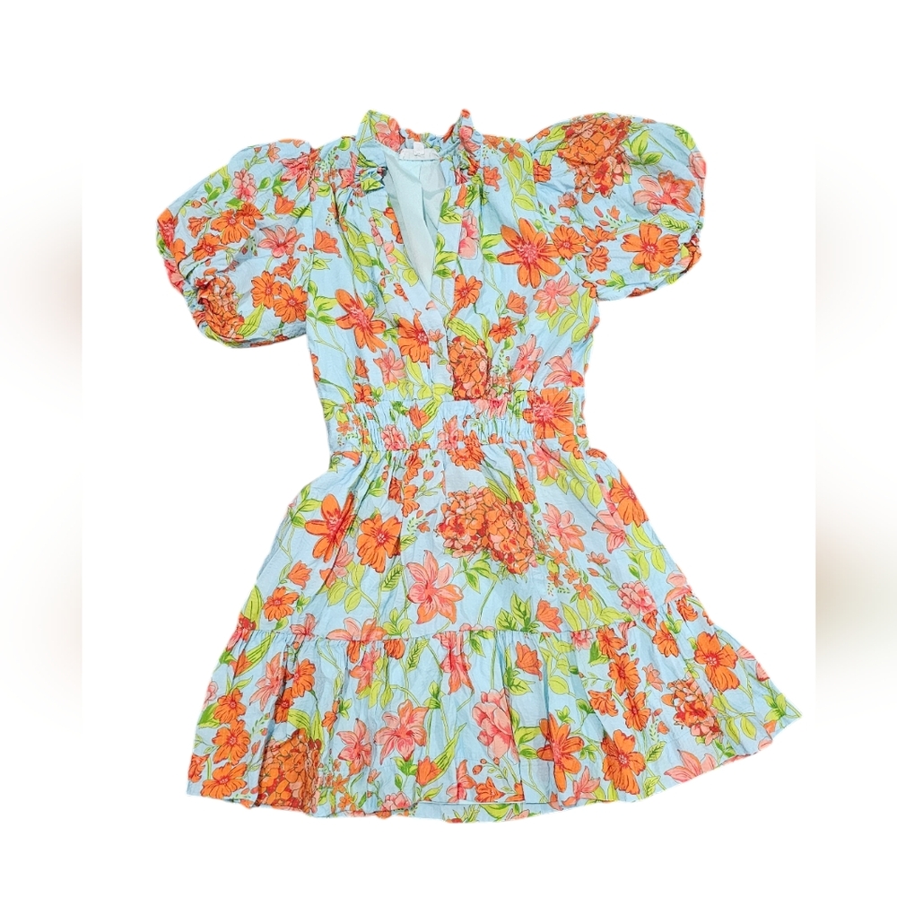 THML Puff Sleeve Flower Printed Dress - Picture 6 of 7